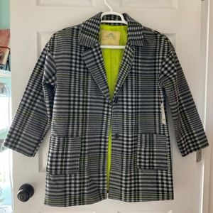 NWT Thereabout Grey Plaid Peacoat outerwear with front pockets. Size XL 16